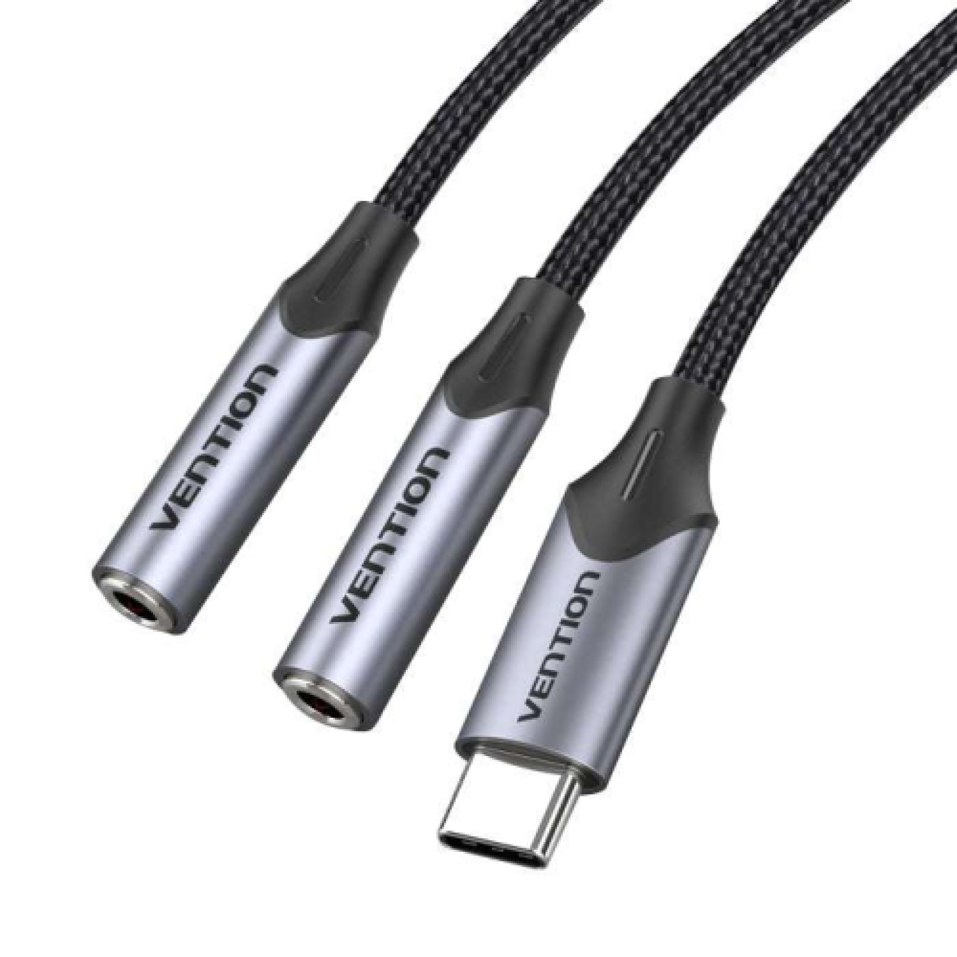 Vention USB-C Male to TRS Audio & Mic Jack 0.3M Gray Aluminum Alloy Type
